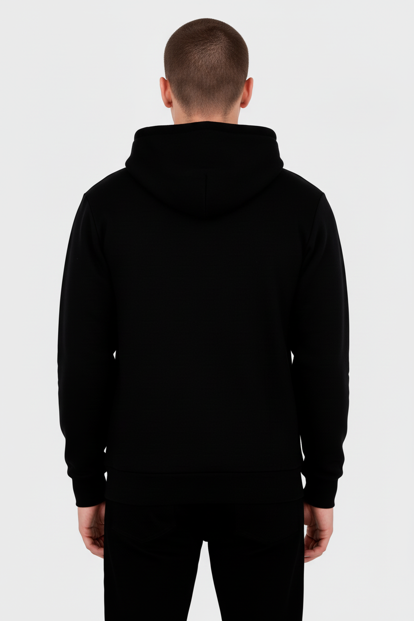10 OZ Black Fleece Zip-Up Hoodie