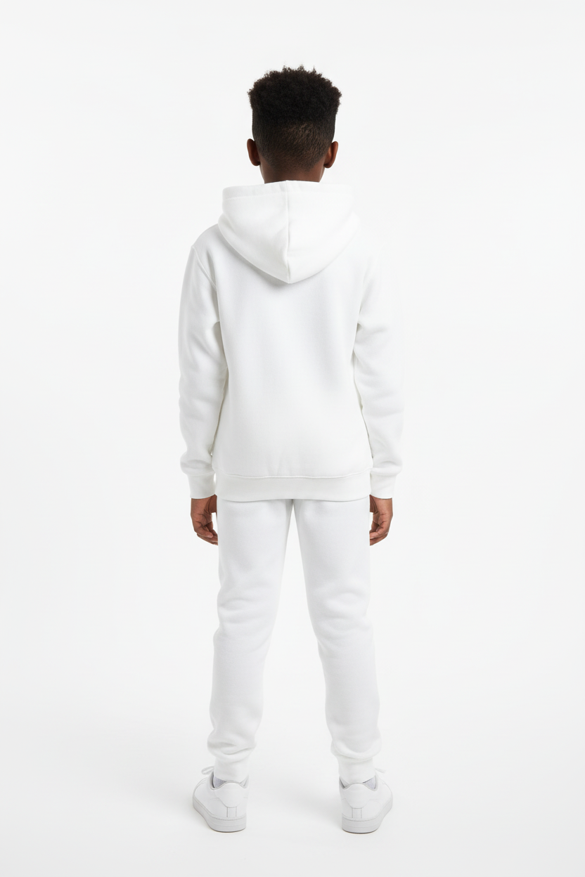 Kids 10 OZ White Soft Fleece Sweatsuit
