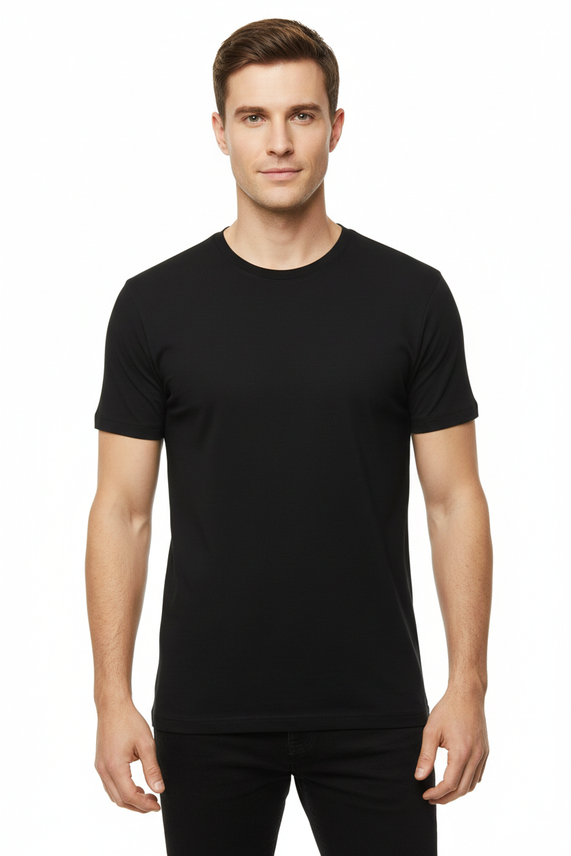 Black Combed Cotton T-Shirt