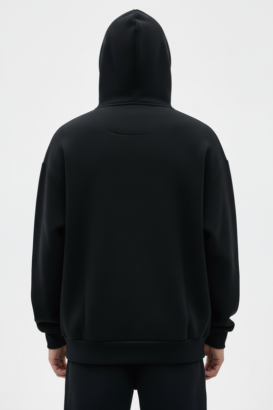 14 OZ Black Oversized Full-Zip Fleece Hoodie