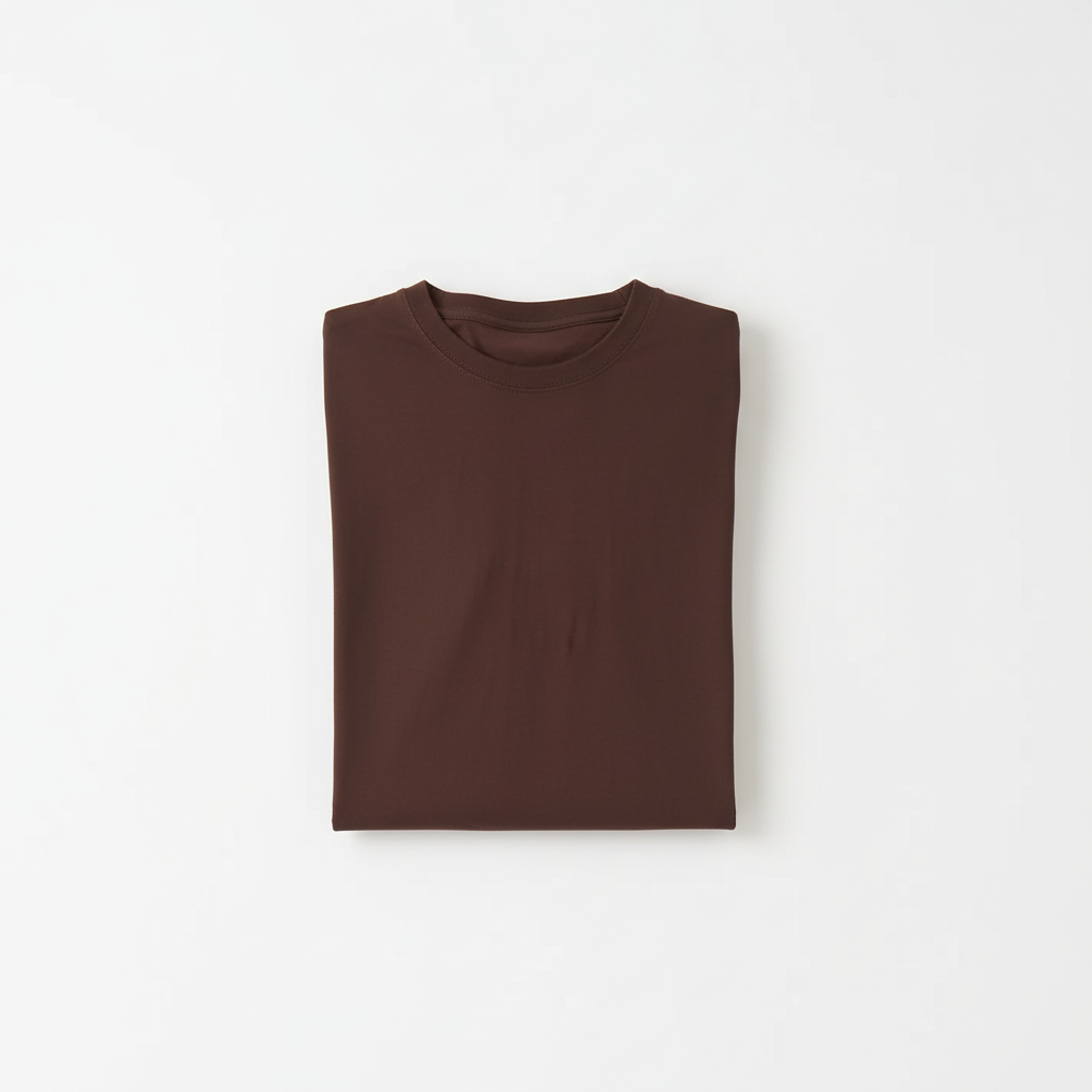 Brown Combed Cotton T-Shirt