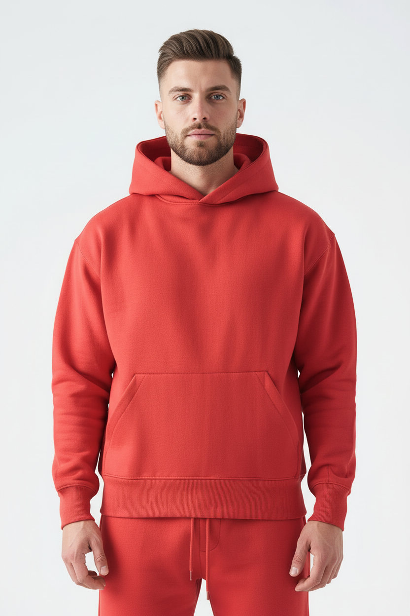 14 OZ Red Heavyweight Fleece Sweatsuit