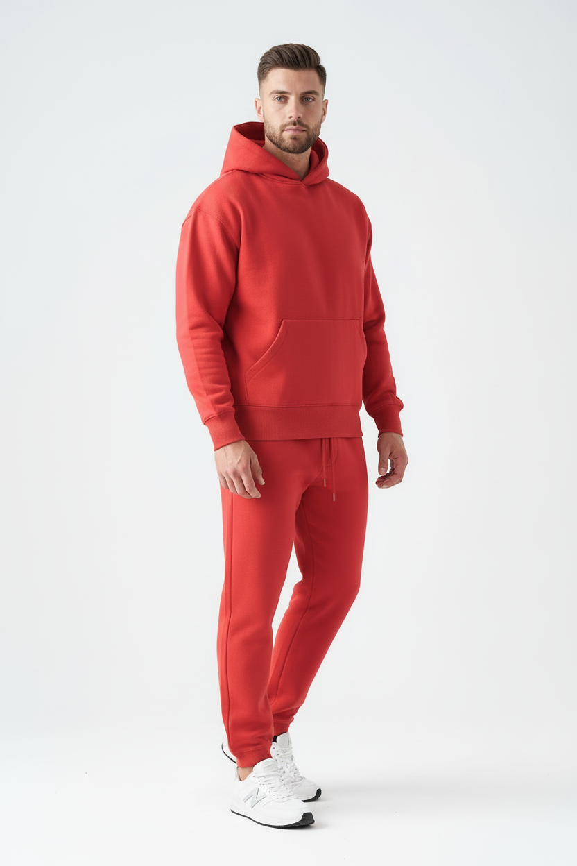 14 OZ Red Heavyweight Fleece Sweatsuit