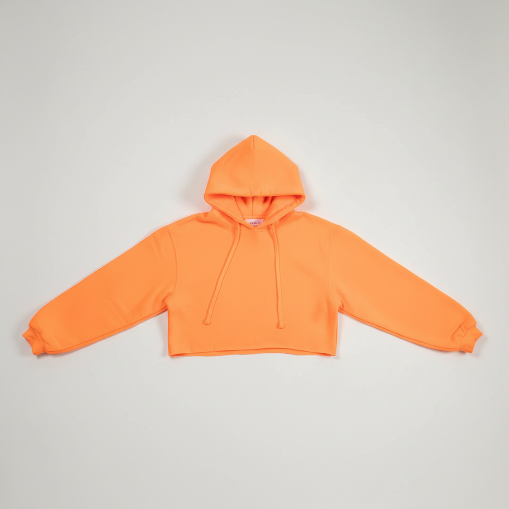 Neon Orange Hooded Crop Top