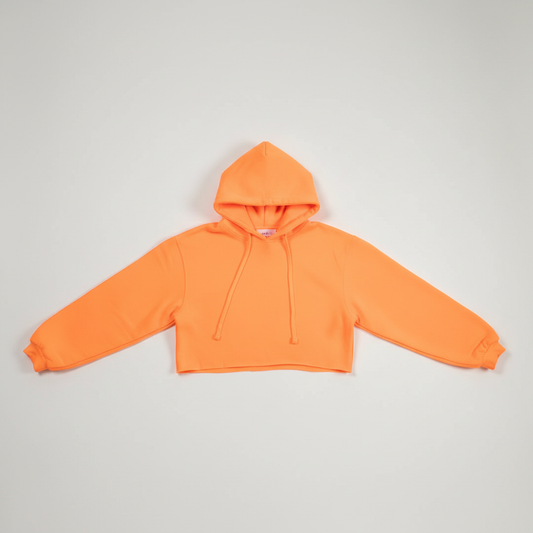 Neon Orange Hooded Crop Top