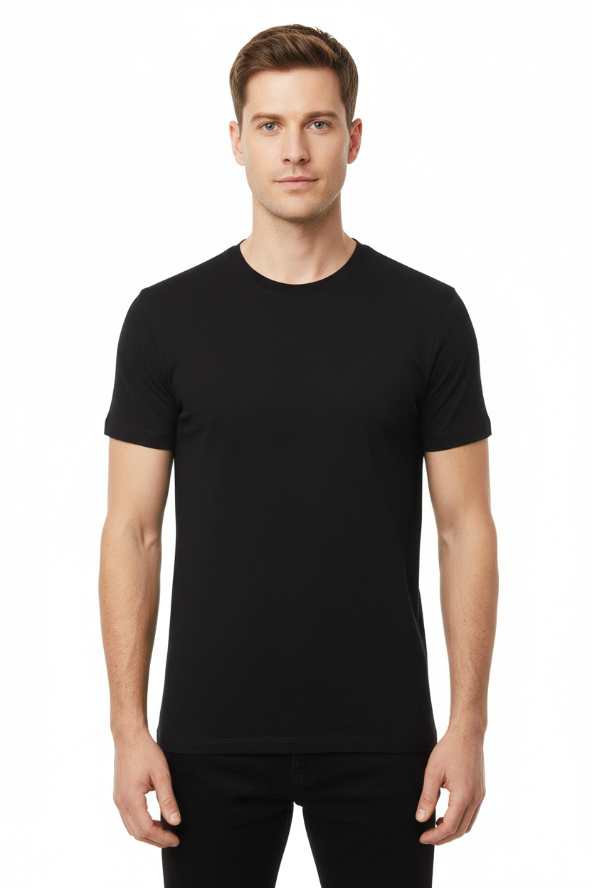 Black Combed Cotton T-Shirt