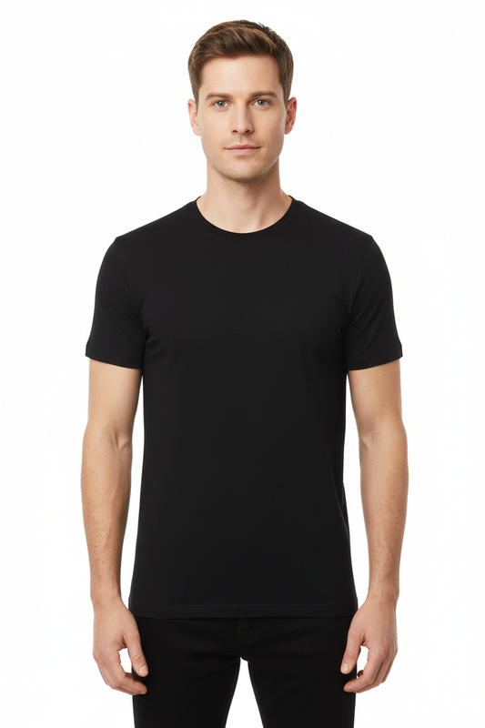 Black Combed Cotton T-Shirt