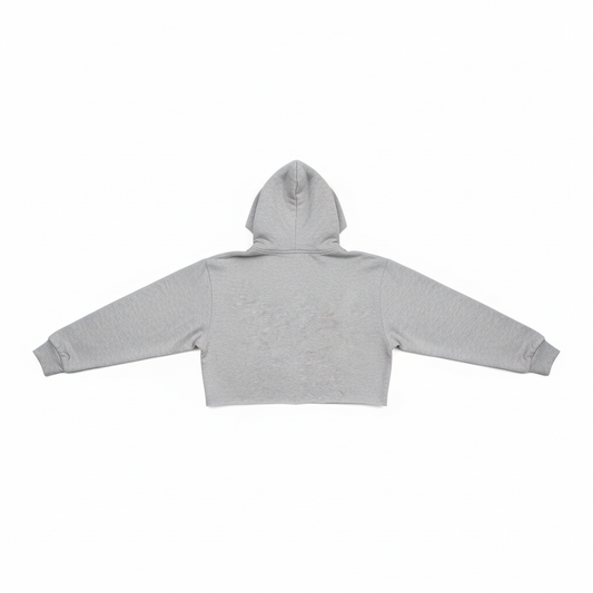 Gray Hooded Crop Top