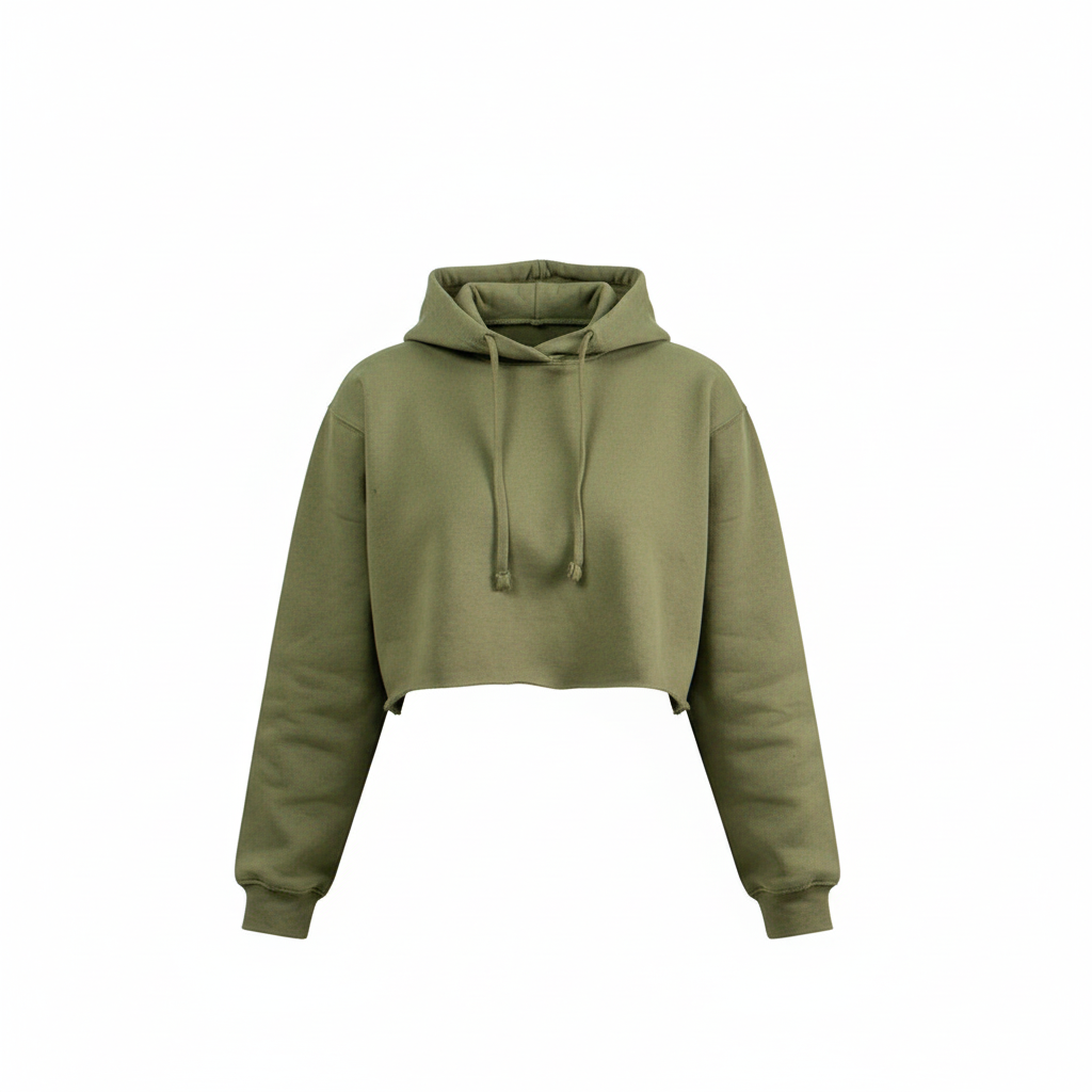 Olive Green Hooded Crop Top