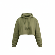 Olive Green Hooded Crop Top