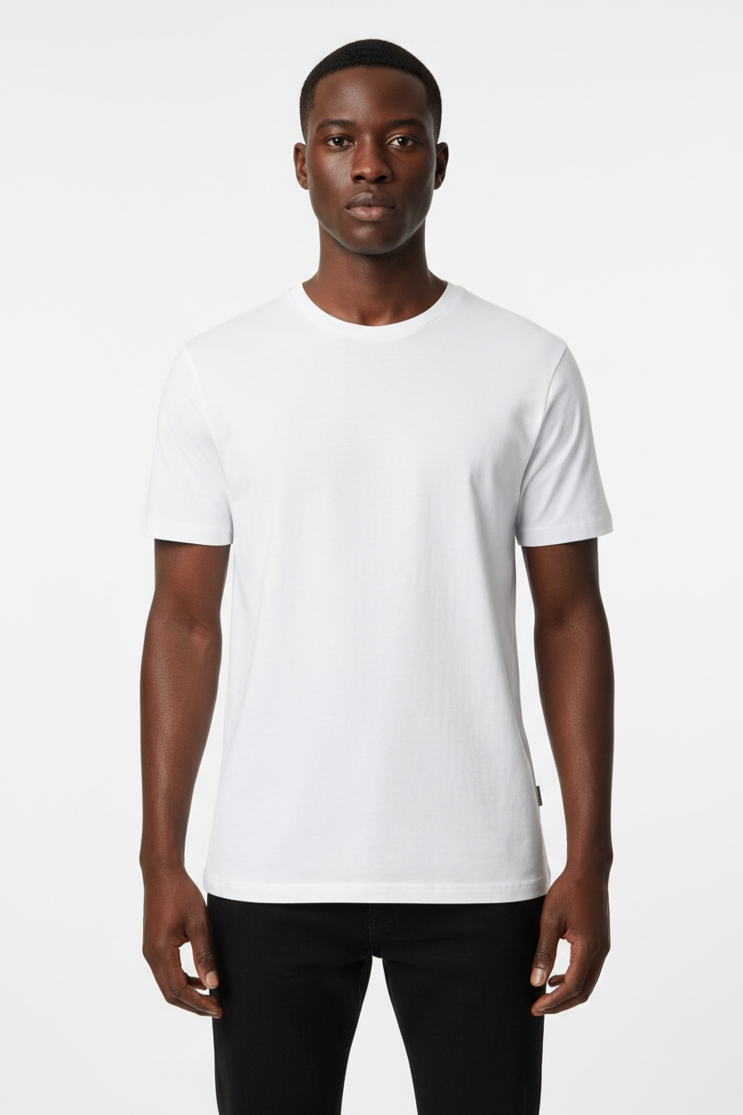 White Combed Cotton T-Shirt