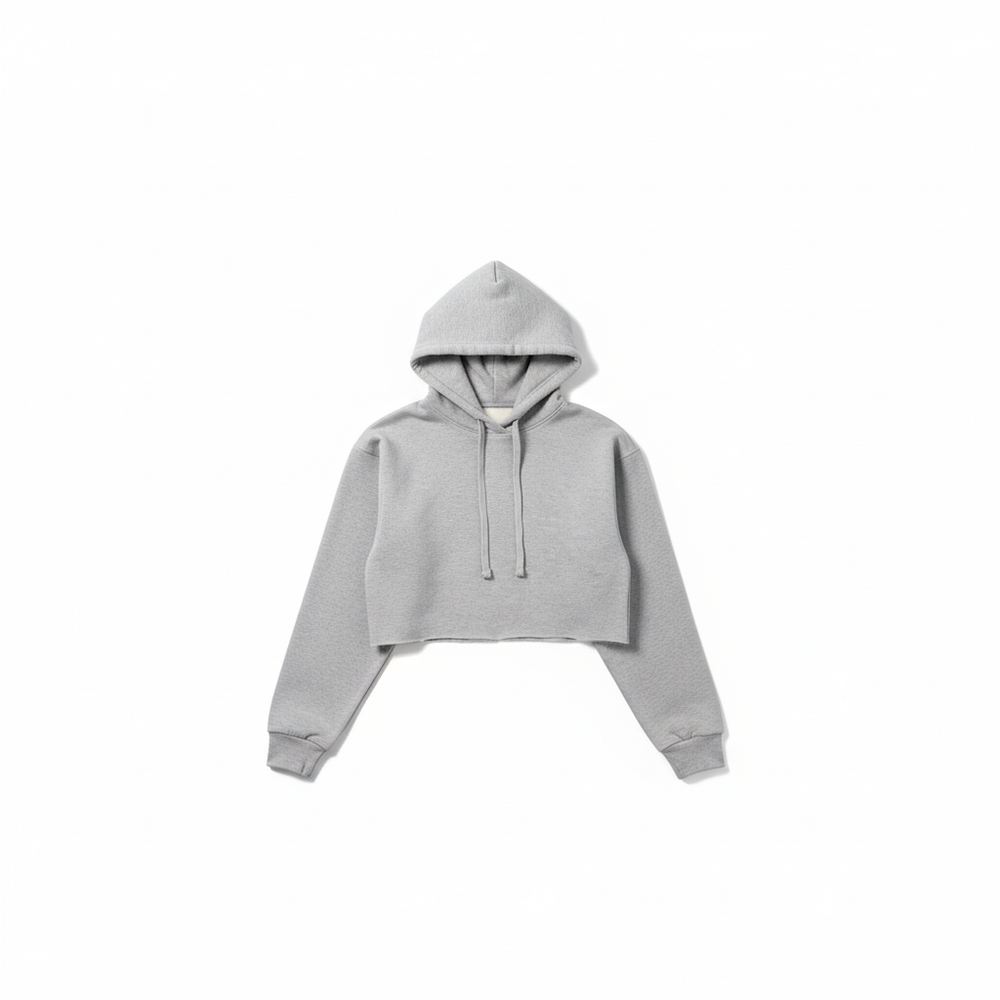 Gray Hooded Crop Top