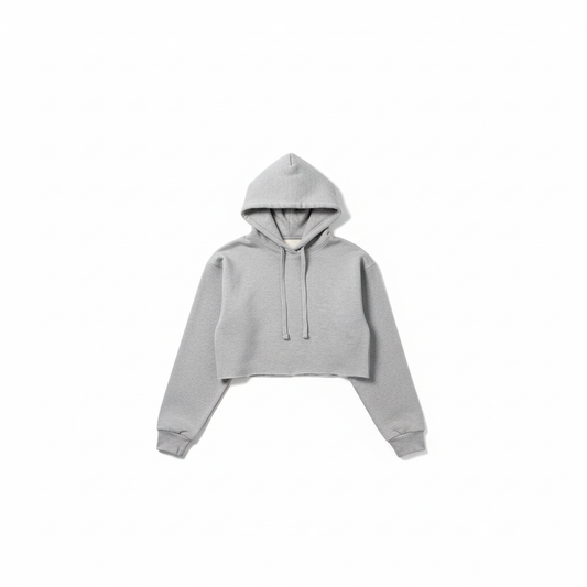 Gray Hooded Crop Top