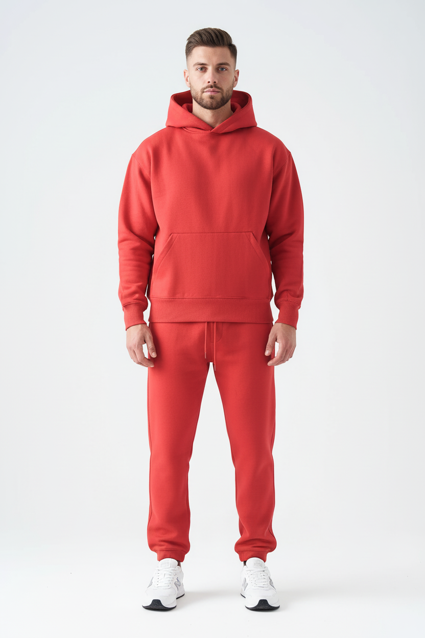 14 OZ Red Heavyweight Fleece Sweatsuit