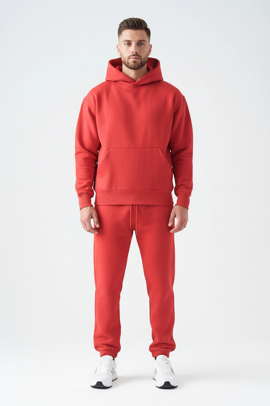 14 OZ Red Heavyweight Fleece Sweatsuit
