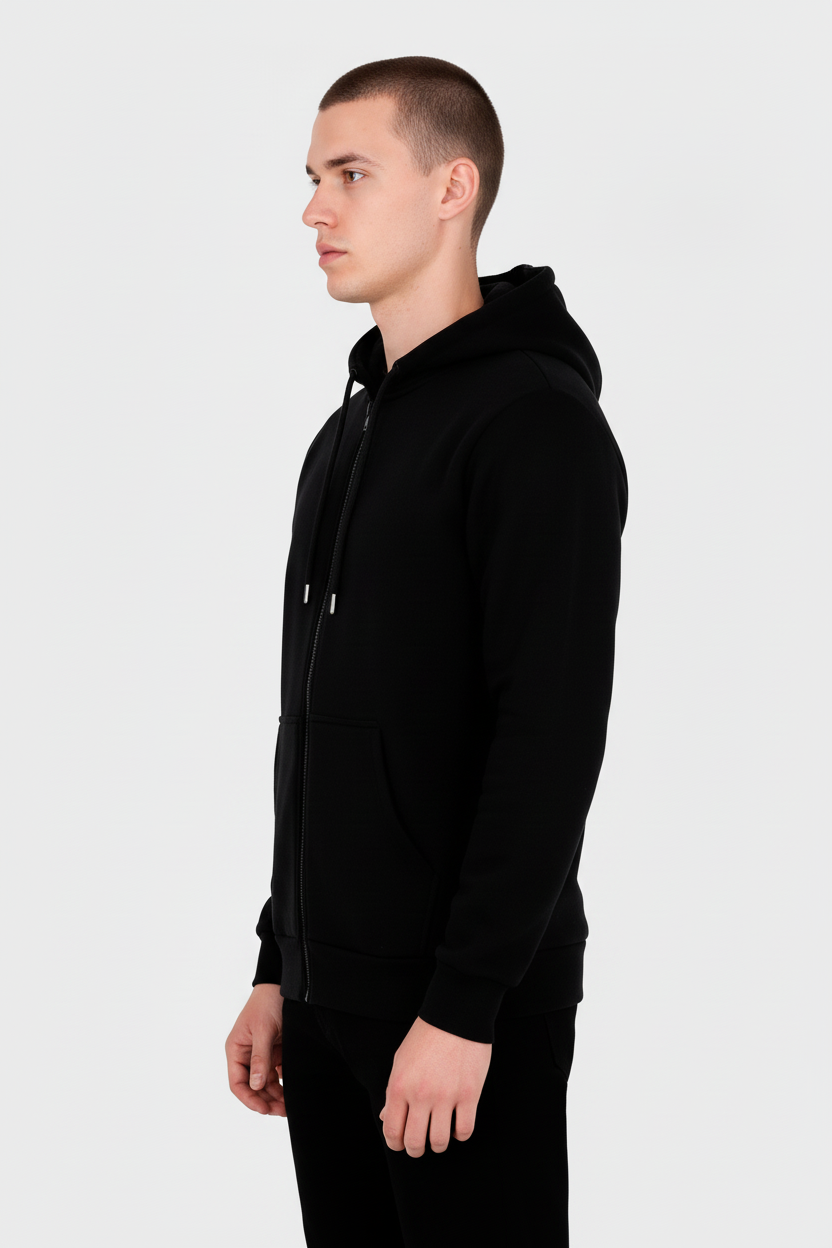 10 OZ Black Heavyweight Zip-Up Hoodie