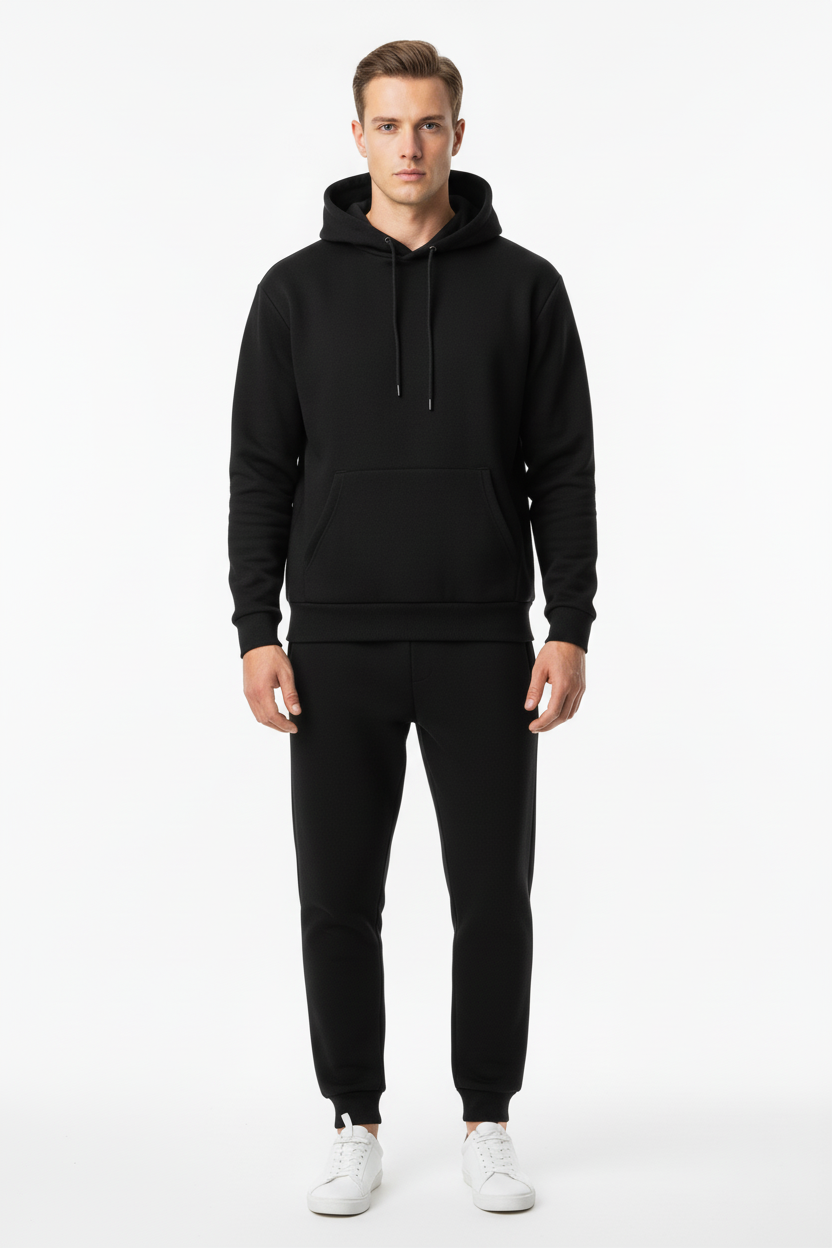 10 OZ Blank Black Heavyweight Sweatsuit