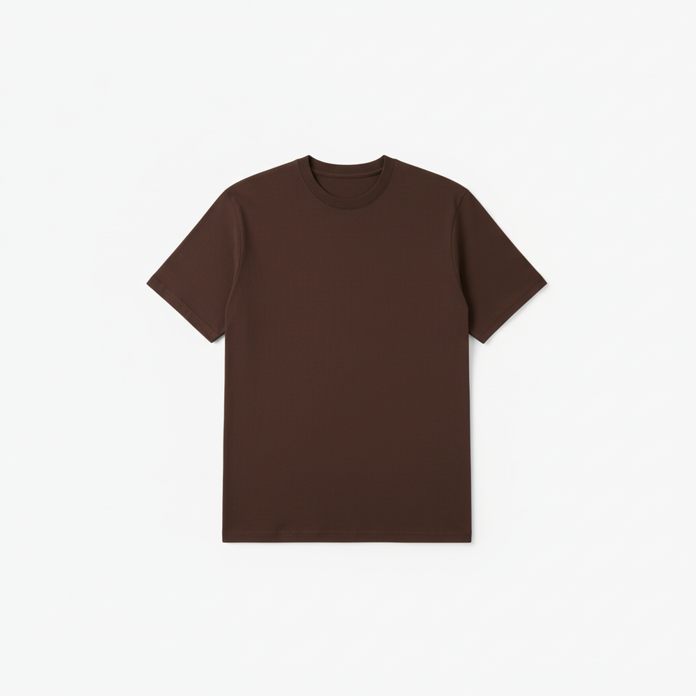 Brown Combed Cotton T-Shirt