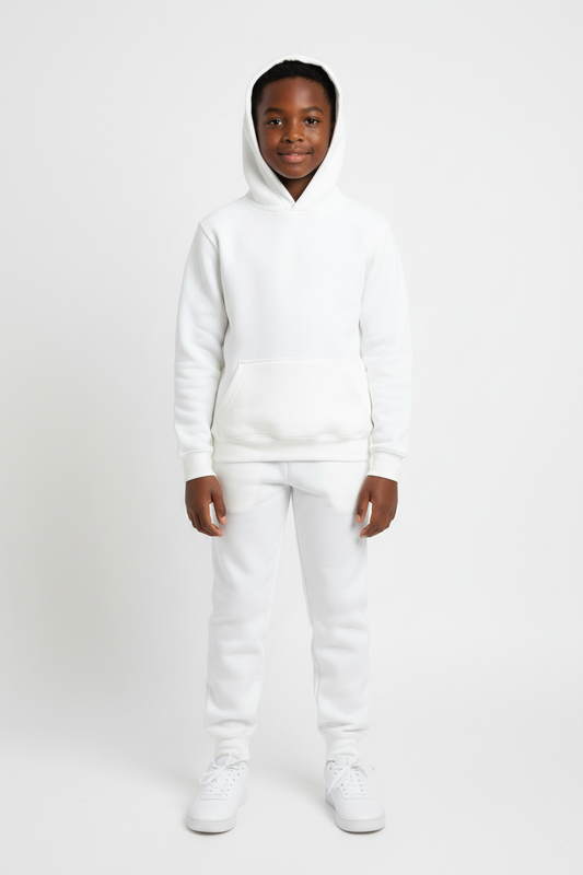 Kids 10 OZ White Soft Fleece Sweatsuit