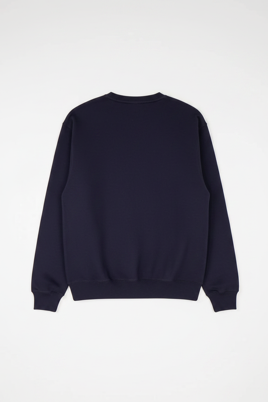 Navy Crewneck — Fleece, No Tag, Portrait Layout