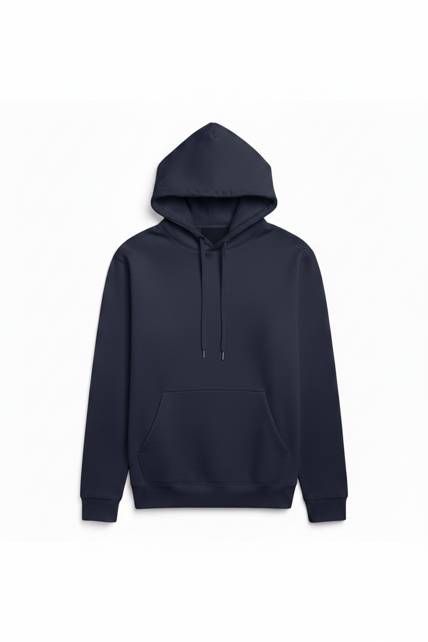 Navy Hoodie — Consistent Flat Lay