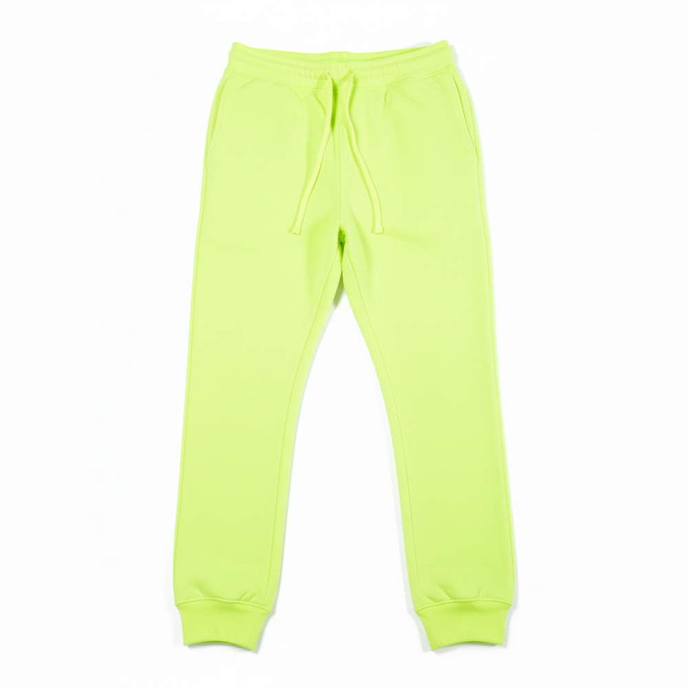 Neon Lime Heavy Blend Fleece Sweatpants Flat Lay