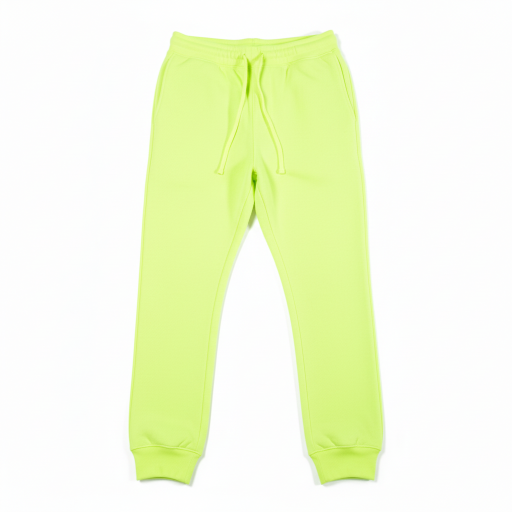 Neon Lime Heavy Blend Fleece Sweatpants Flat Lay