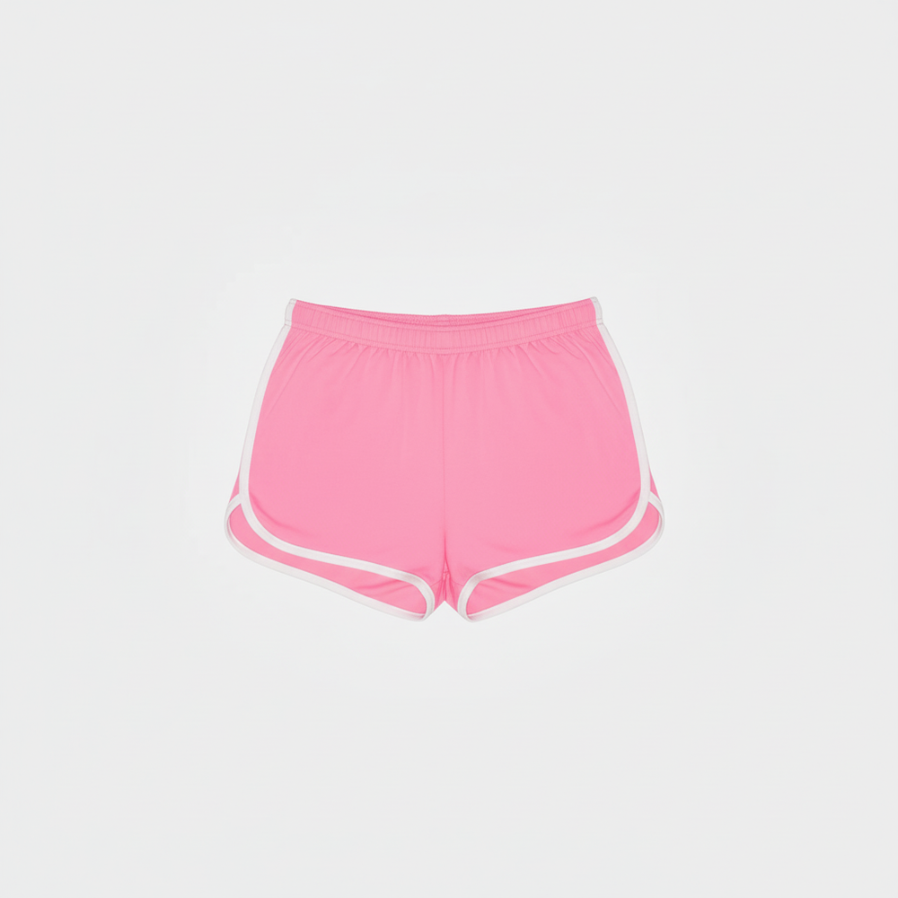 Neon Pink Track Short Flat Lay