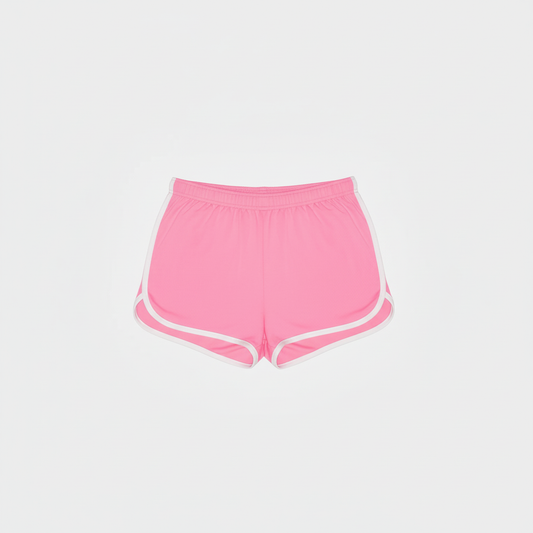 Neon Pink Track Short Flat Lay