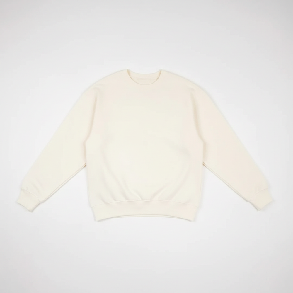 Off-White Heavy Blend Fleece Crew Neck Flat Lay