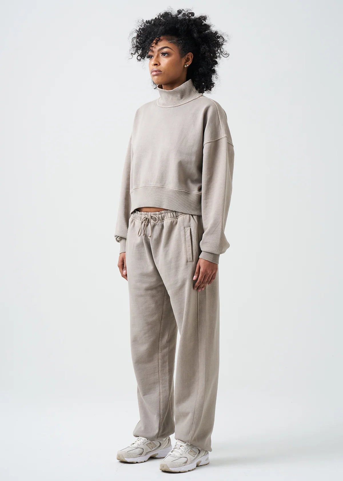 Pigment Stone 14 Ounce French Terry Garment Dyed Mock Neck Sweatsuit