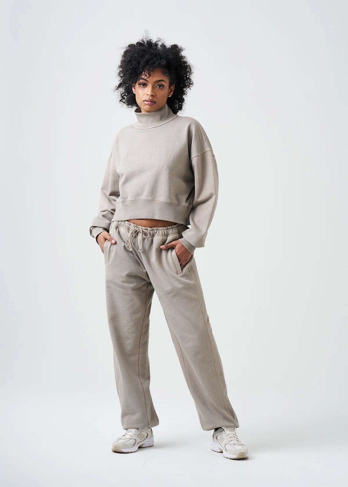 Pigment Stone 14 Ounce French Terry Garment Dyed Mock Neck Sweatsuit