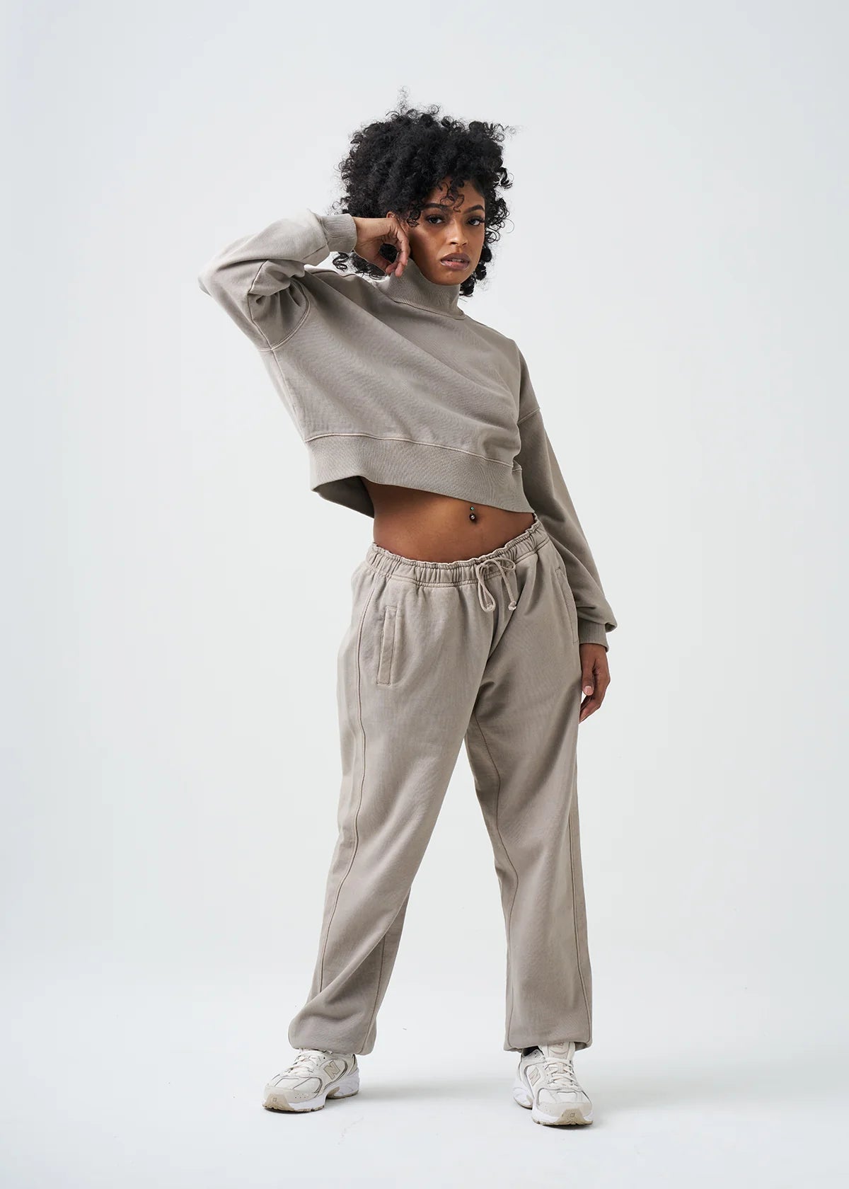 Pigment Stone 14 Ounce French Terry Garment Dyed Mock Neck Sweatsuit