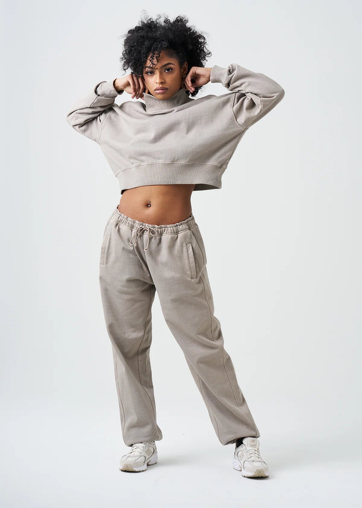 Pigment Stone 14 Ounce French Terry Garment Dyed Mock Neck Sweatsuit