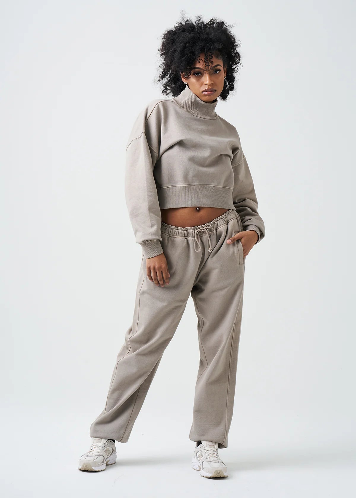 Pigment Stone 14 Ounce French Terry Garment Dyed Mock Neck Sweatsuit