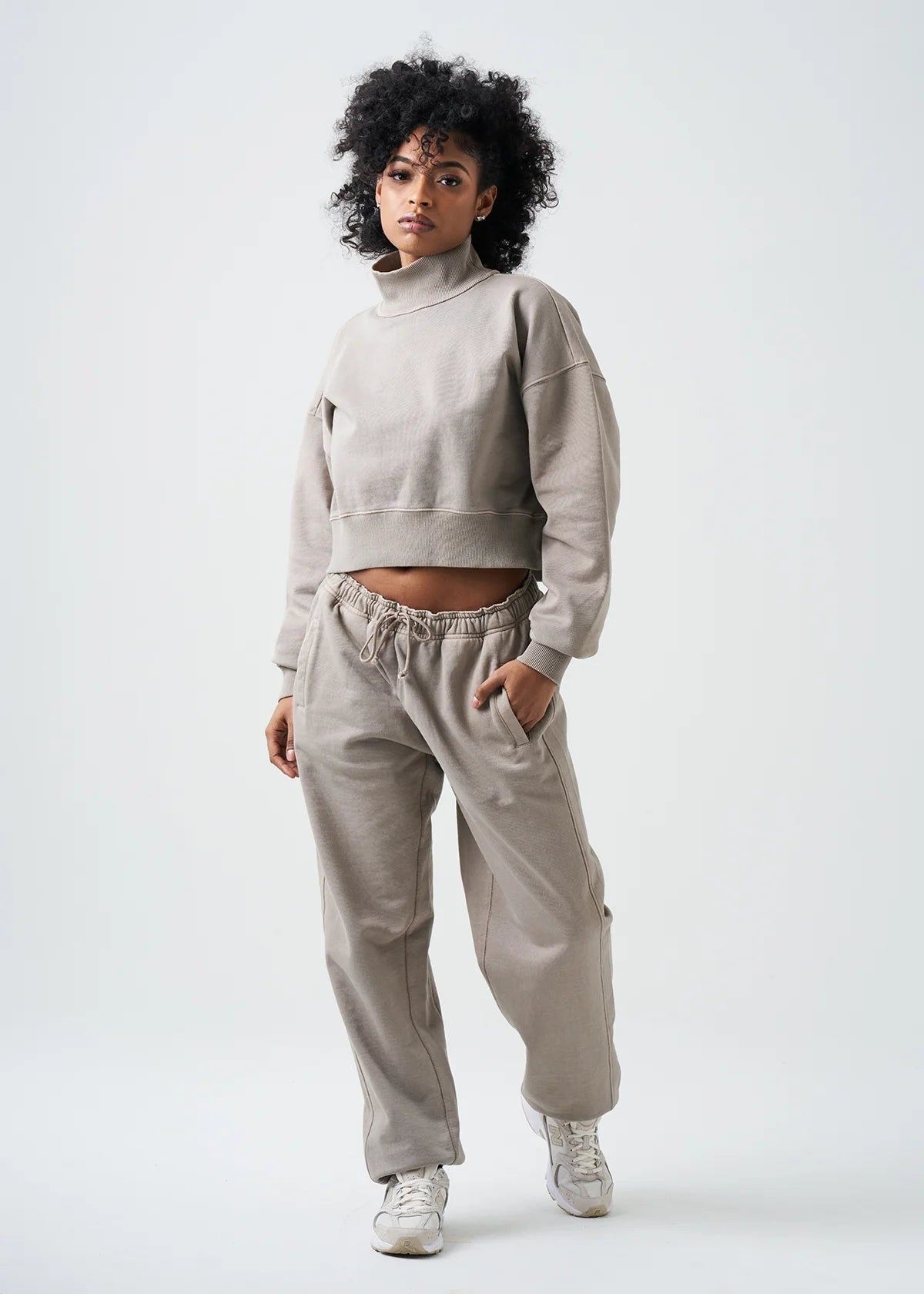 Pigment Stone 14 Ounce French Terry Garment Dyed Mock Neck Sweatsuit