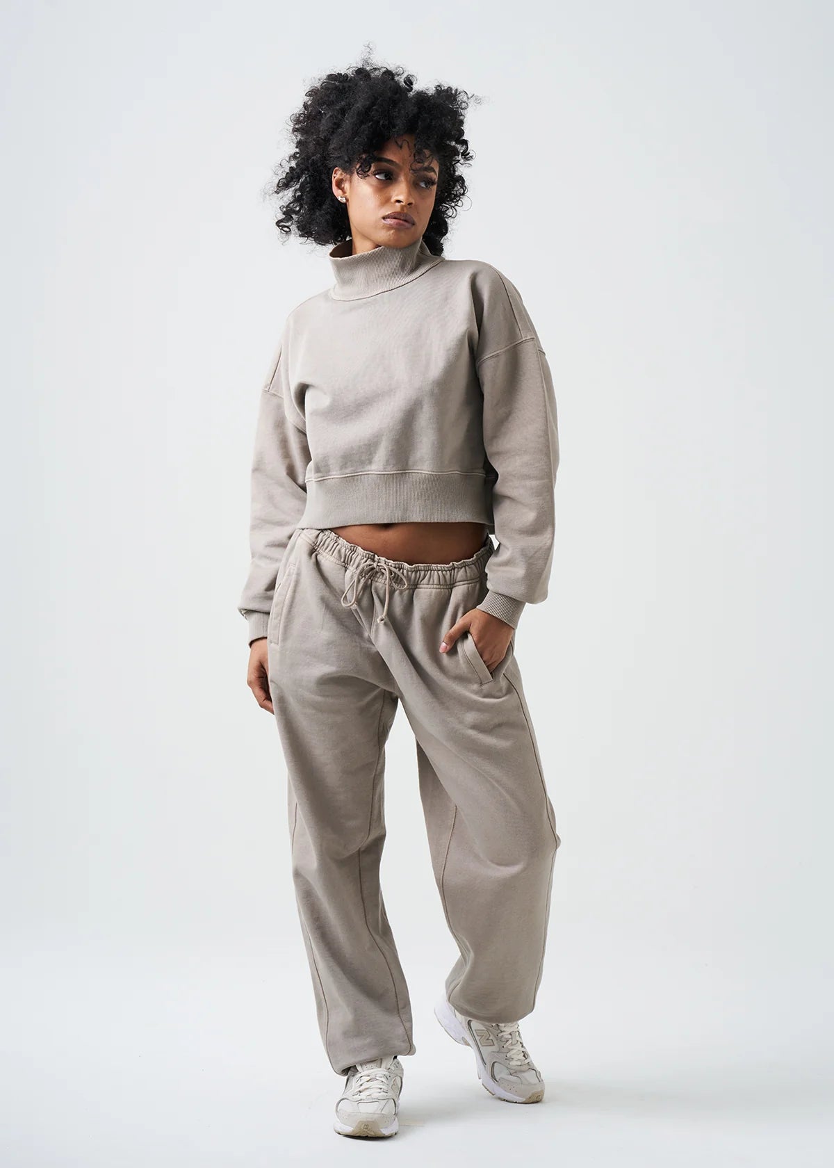 Pigment Stone 14 Ounce French Terry Garment Dyed Mock Neck Sweatsuit