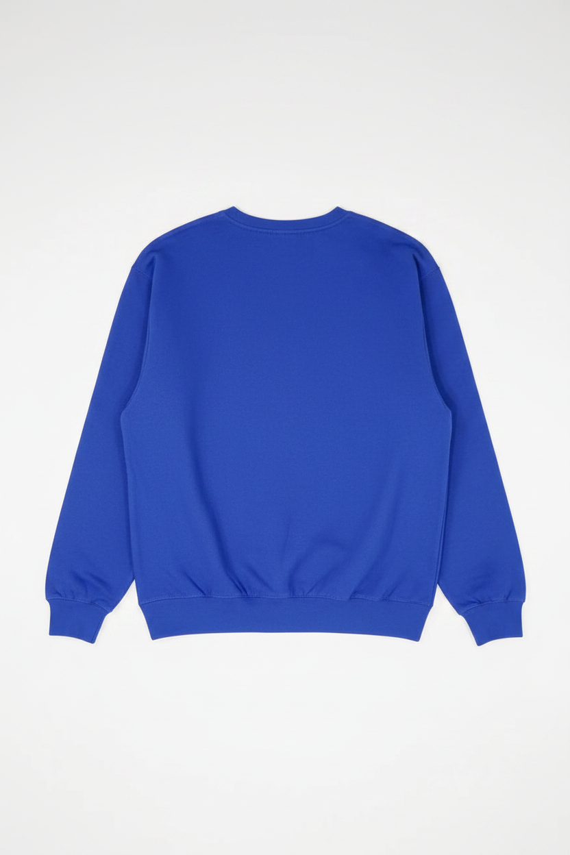 Royal Blue Crewneck — No Tag, Portrait Layout
