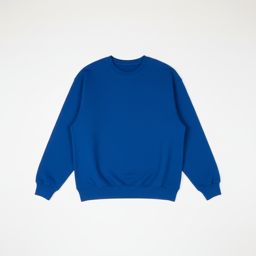 Royal Blue Heavy Blend Fleece Crew Neck Flat Lay