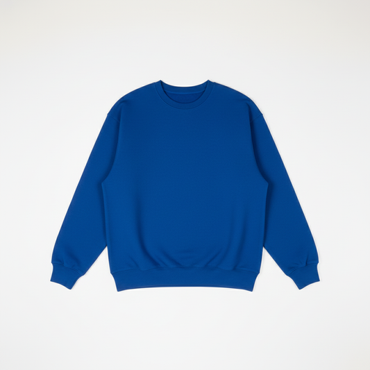 Royal Blue Heavy Blend Fleece Crew Neck Flat Lay