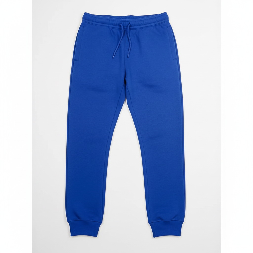 Royal Blue Tight Fleece Sweatpants Flat Lay