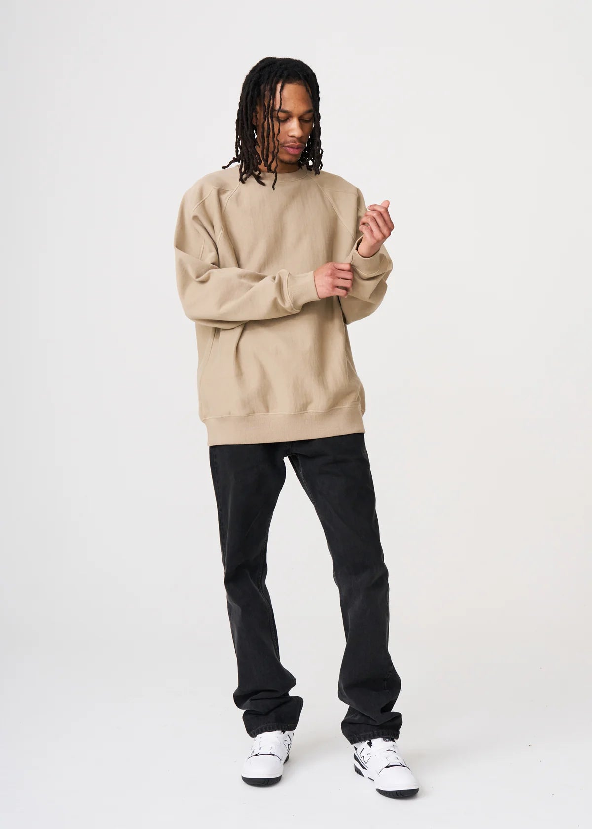 14 OZ Sand Fleece Heavyweight Crewneck Sweatshirt