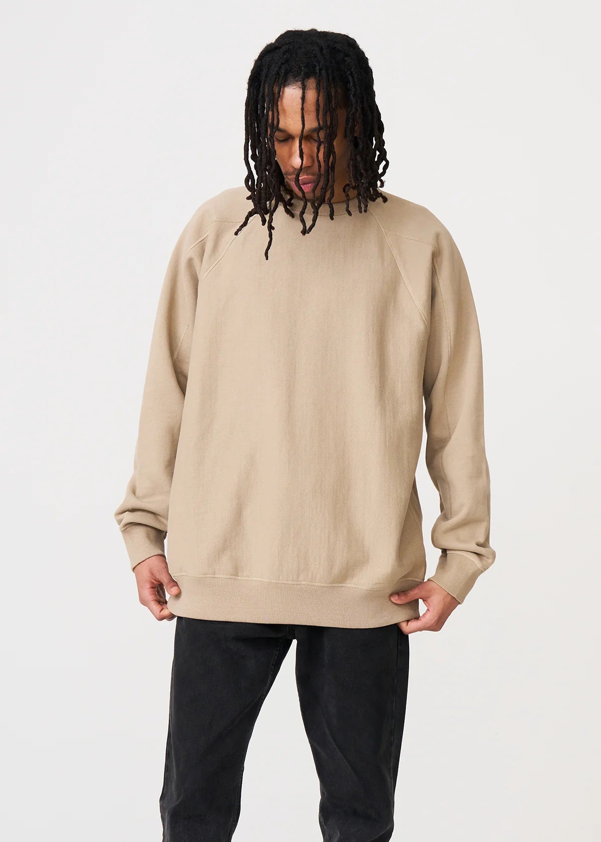14 OZ Sand Fleece Heavyweight Crewneck Sweatshirt