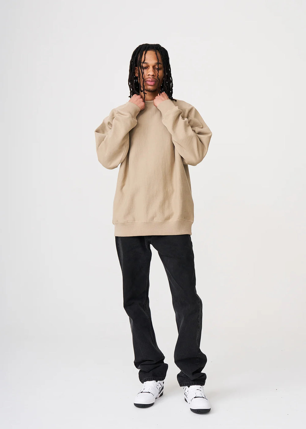 14 OZ Sand Fleece Heavyweight Crewneck Sweatshirt