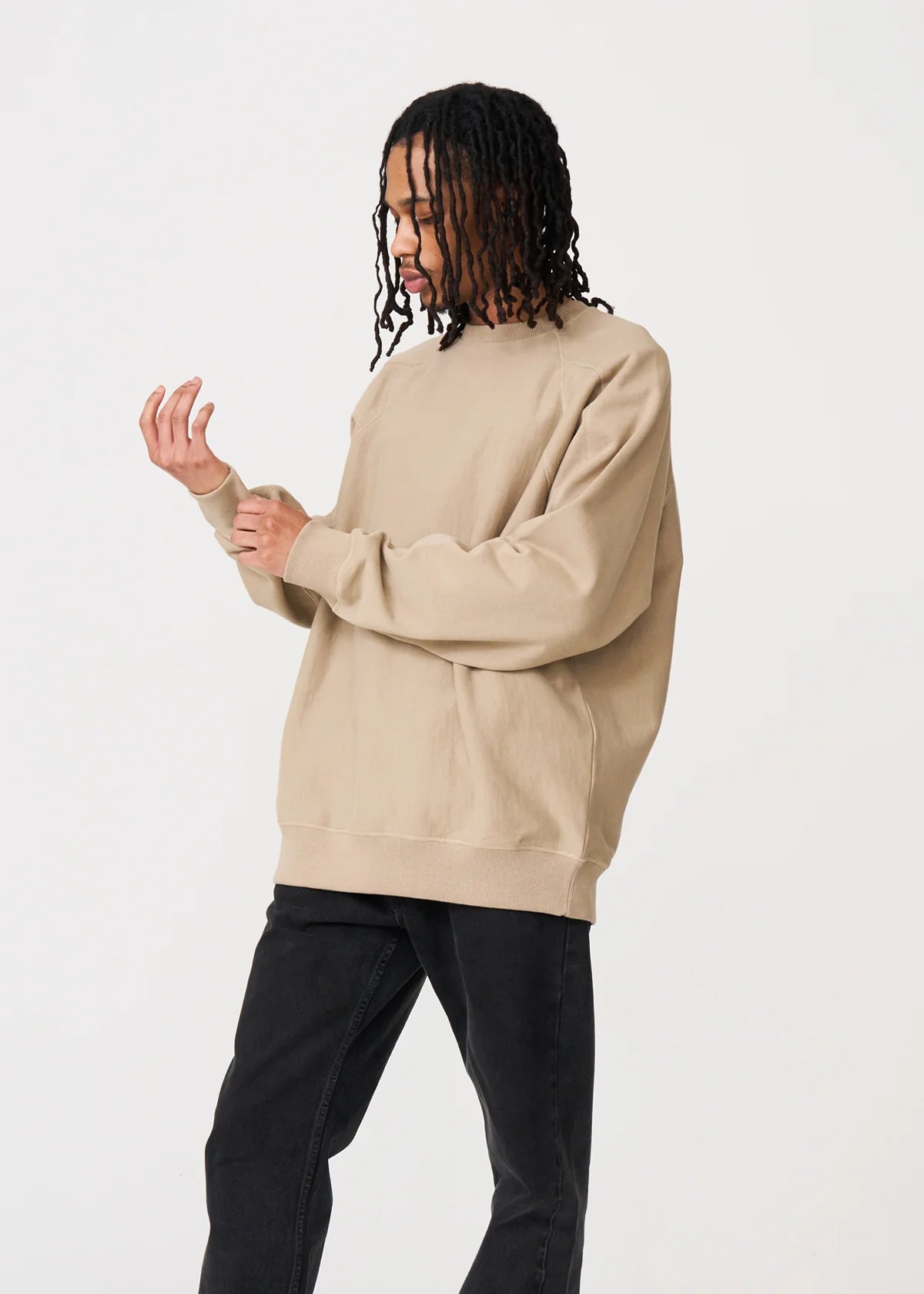 14 OZ Sand Fleece Heavyweight Crewneck Sweatshirt