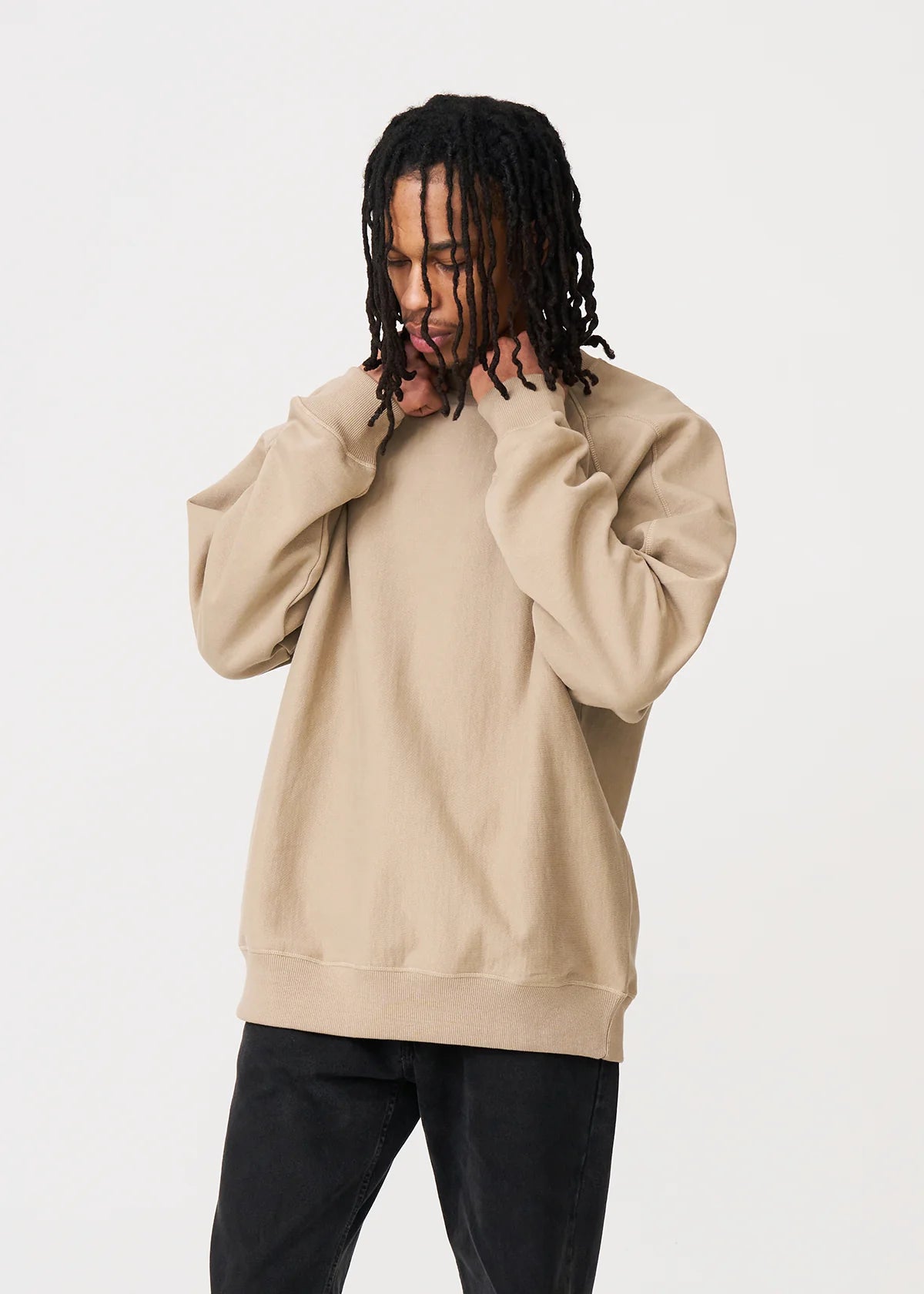 14 OZ Sand Fleece Heavyweight Crewneck Sweatshirt