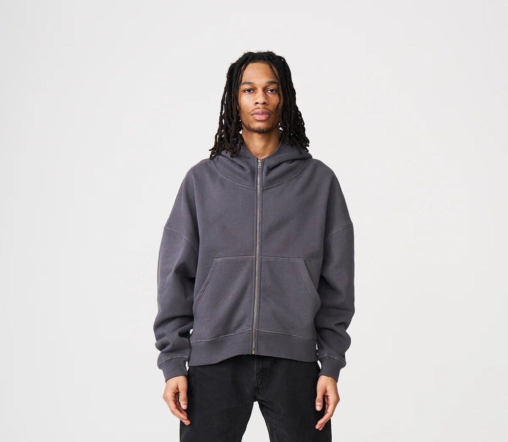 14 OZ Dark Gray Oversized Heavyweight Full-Zip Sweatshirt