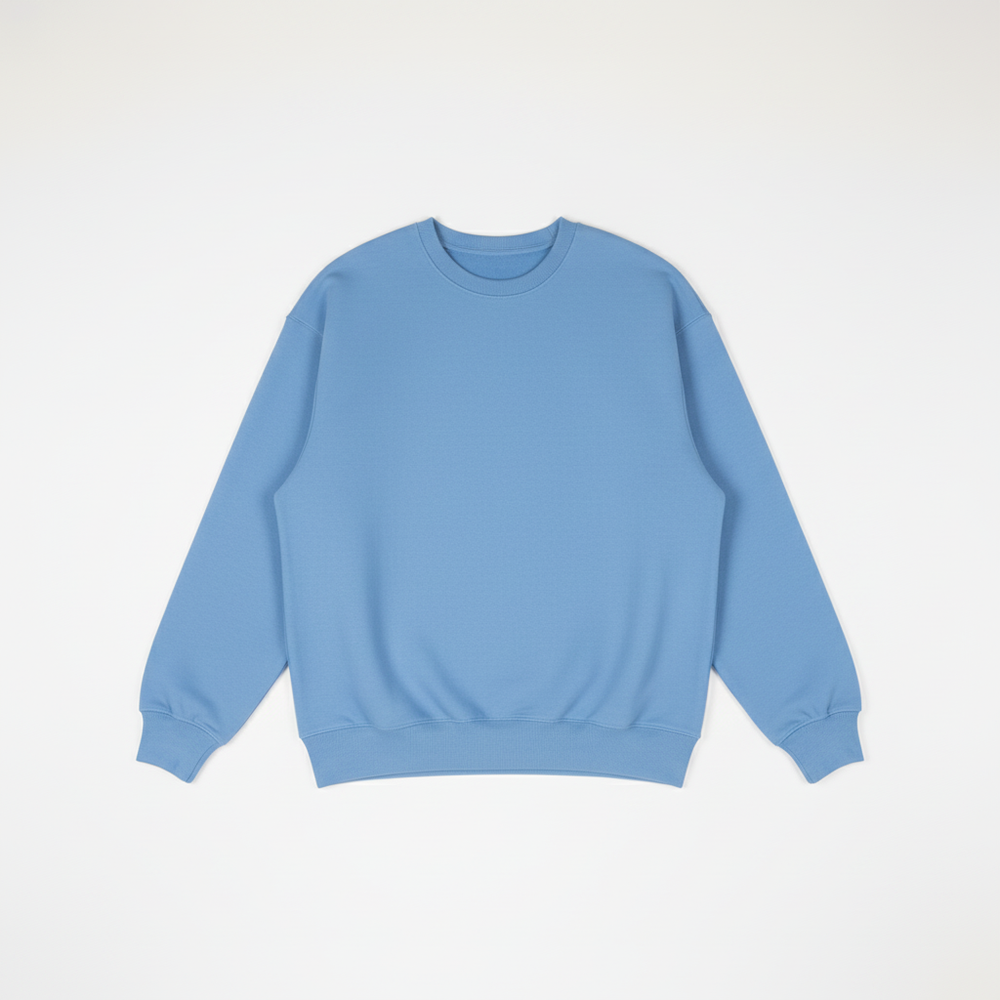 Sky Blue Heavy Blend Fleece Crew Neck Flat Lay