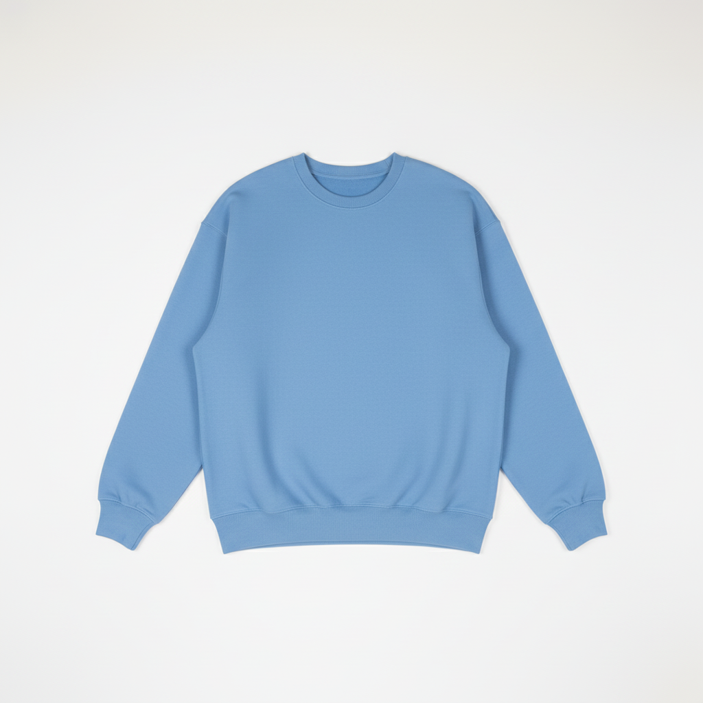 Sky Blue Heavy Blend Fleece Crew Neck Flat Lay