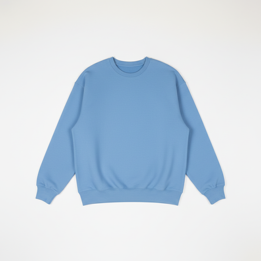 Sky Blue Heavy Blend Fleece Crew Neck Flat Lay